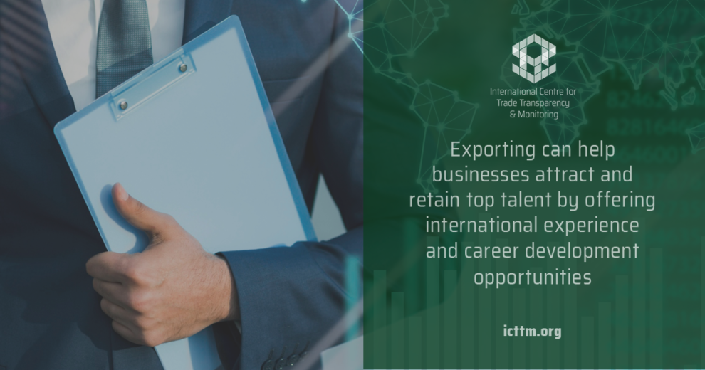 Businessperson holding clipboard, exporting benefits for attracting talent - Supply Chain Transparency