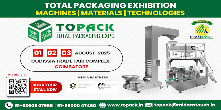 TOPACK 2025: Total Packaging Expo in Coimbatore, showcasing packaging machinery and technology. - Supply Chain Transparency